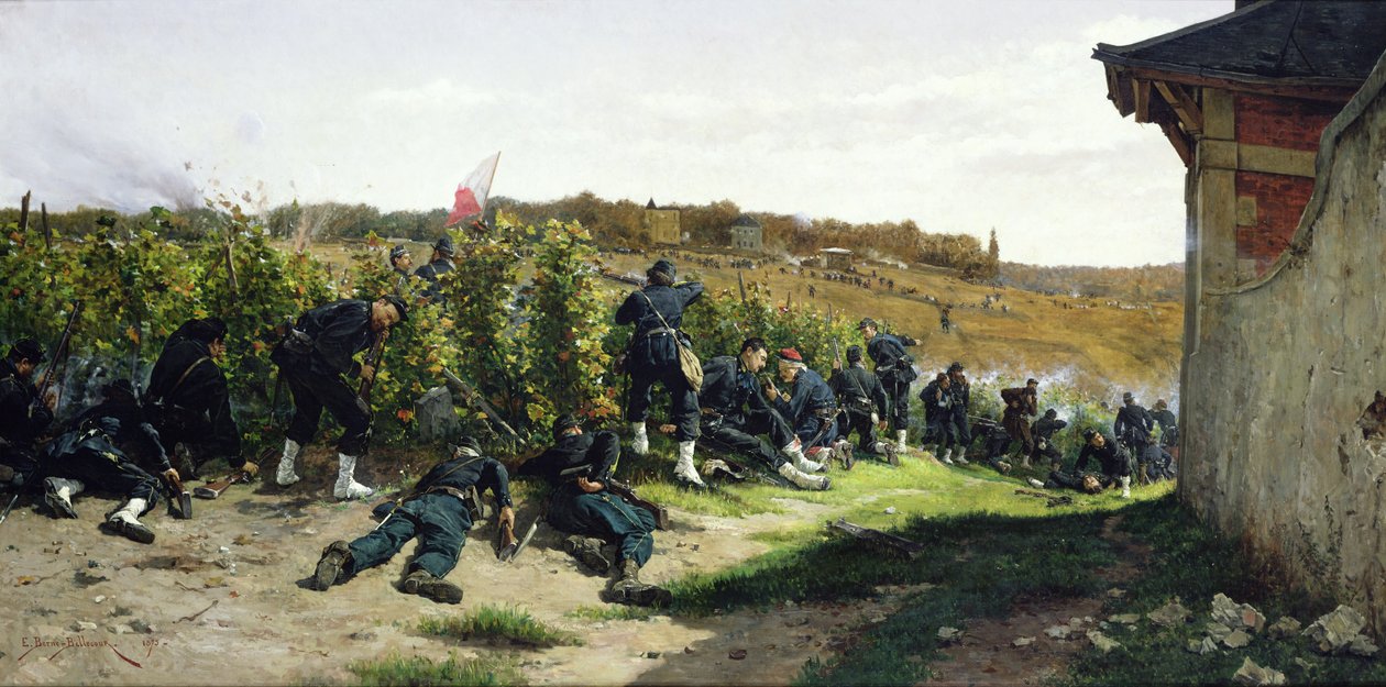 1870年10月21日，1875年，Rueil-Malmaison战役中的塞纳河上的Tirailleurs 作者 艾蒂安·珀斯珀·伯恩·贝勒库尔