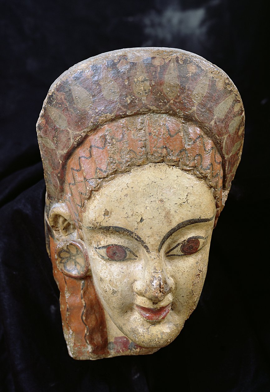 带有女性头部的Antefix，来自Cerveteri（陶器） 作者 伊特鲁里亚语