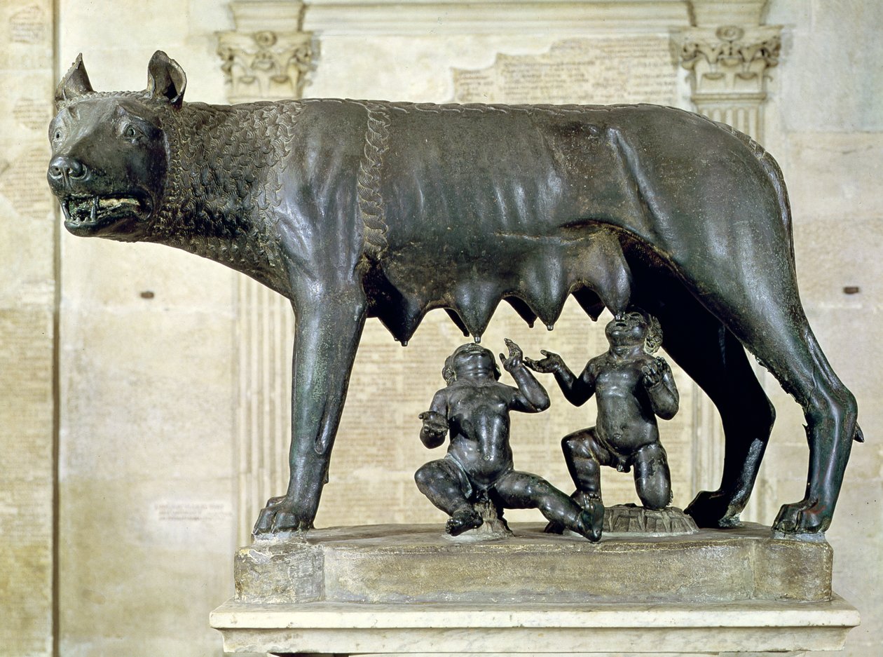 Capitoline She-Wolf与Romulus和Remus的数字由Antonio Pollaiuolo（1433-98）c.1484-96（青铜） 作者 伊特鲁里亚语
