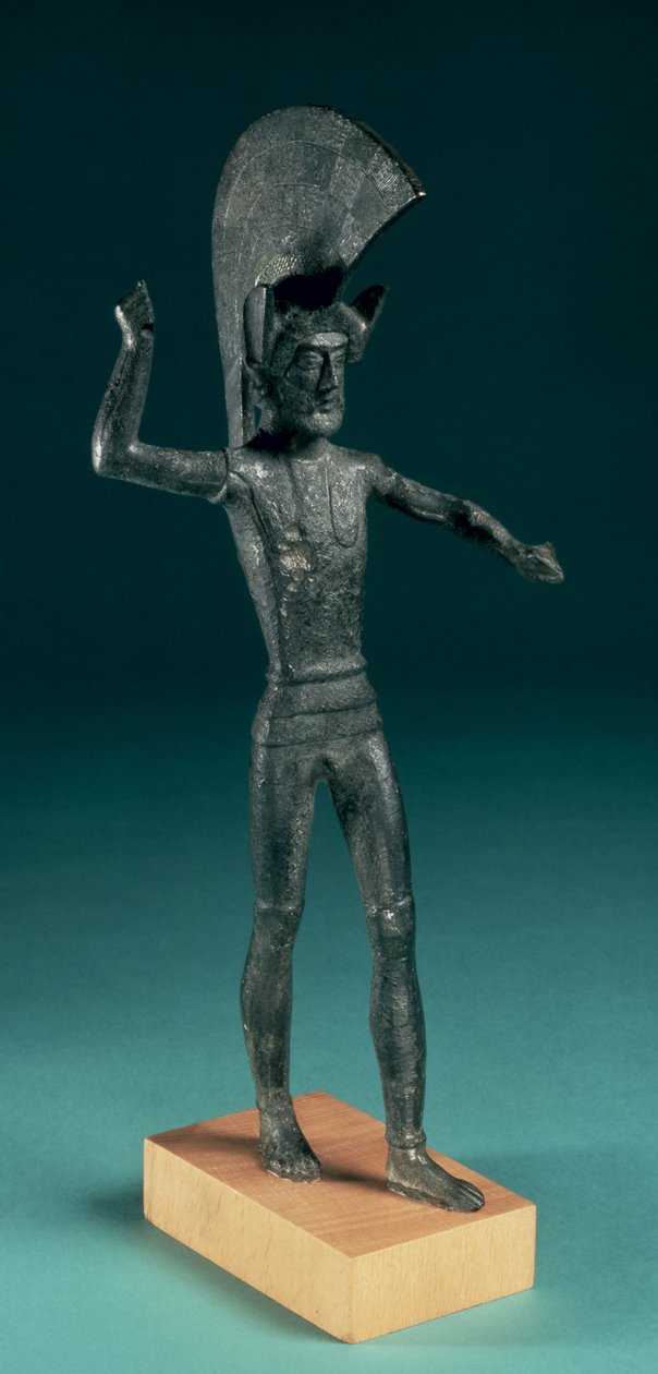 战士，来自翁布里亚，伊特鲁里亚，公元前5世纪（青铜） 作者 伊特鲁里亚语