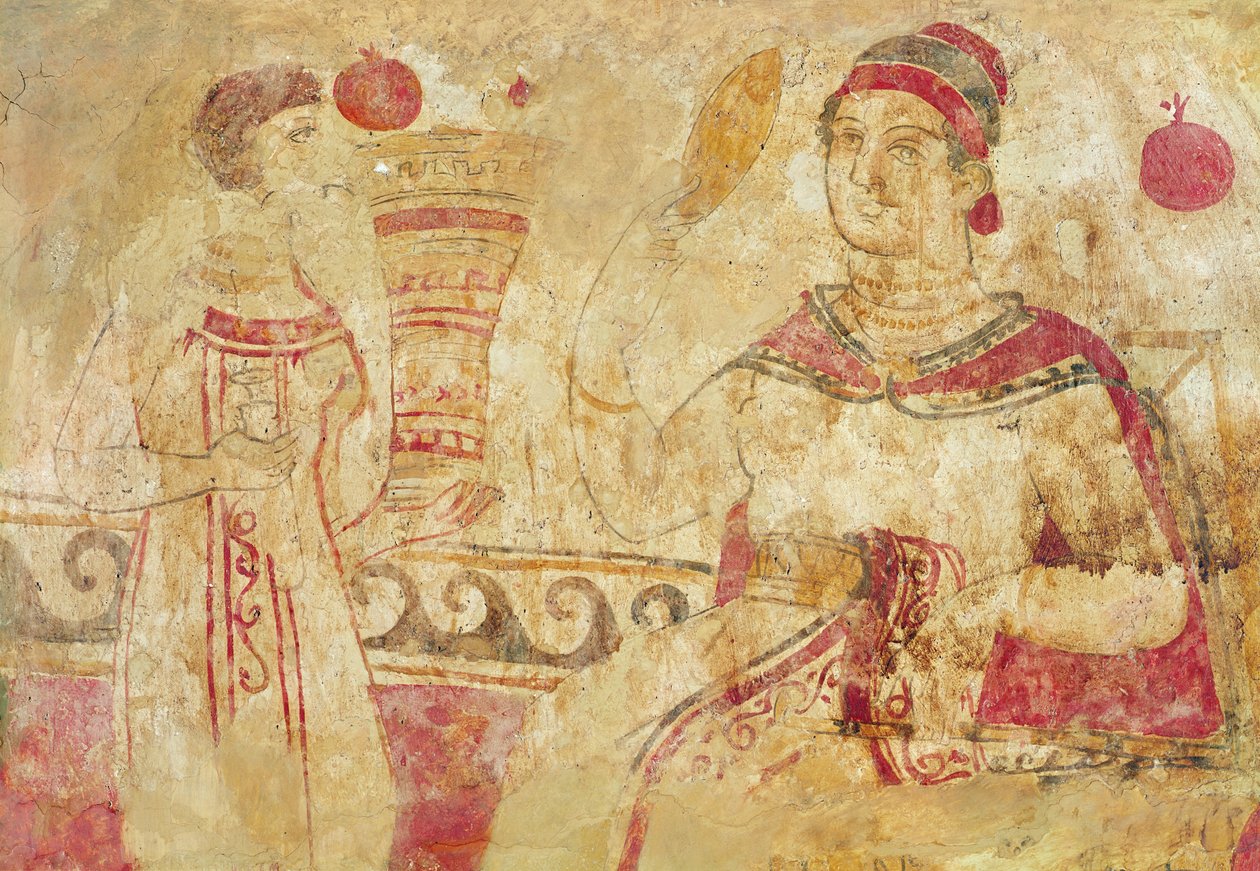 女人在她的厕所，丧葬场景，Samnite时期，公元前5世纪至4世纪（壁画） 作者 伊特鲁里亚语
