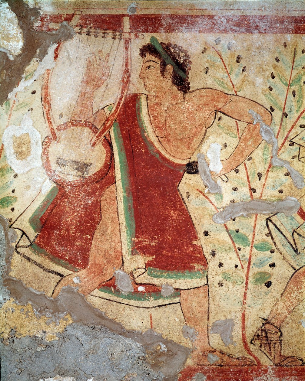 一个弹琴的人（壁画，公元前520年）。 作者 伊特鲁里亚语