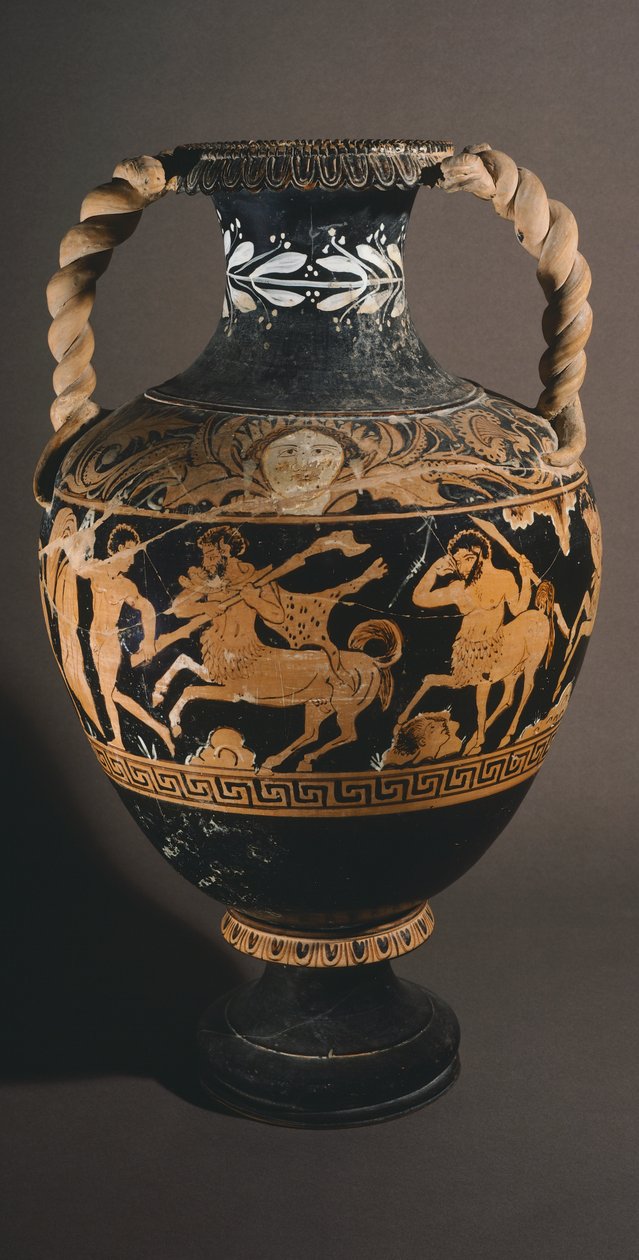 半人马座画家的Amphora。波拉诺（翁布里亚）的红纹陶器。伊特鲁里亚文明。公元前4世纪。 作者 伊特鲁里亚语