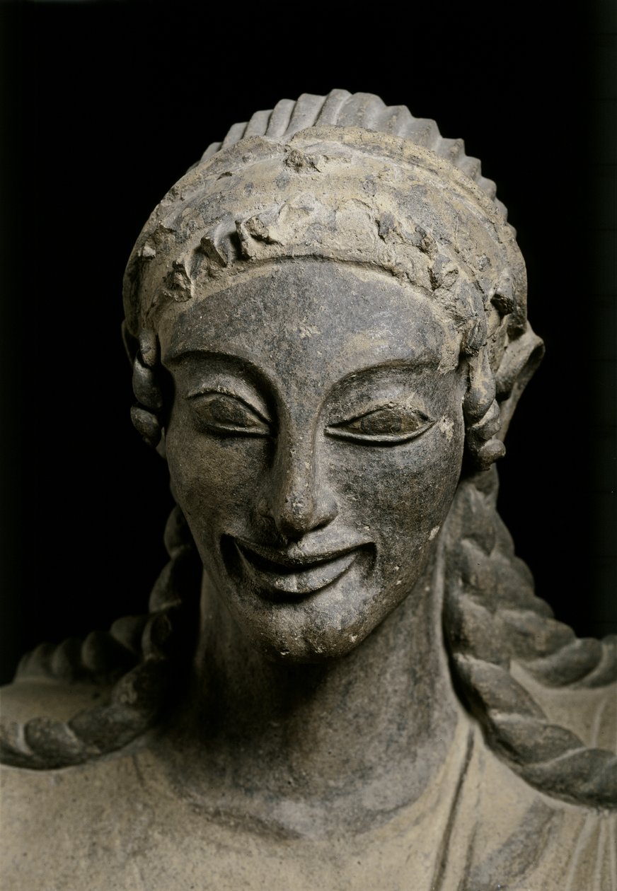 埃特鲁什艺术阿波罗（细节），约公元前 510-490 年。约公元前 510-490 年，来自维乌乌斯的......圣所（兵马俑） 作者 伊特鲁里亚语