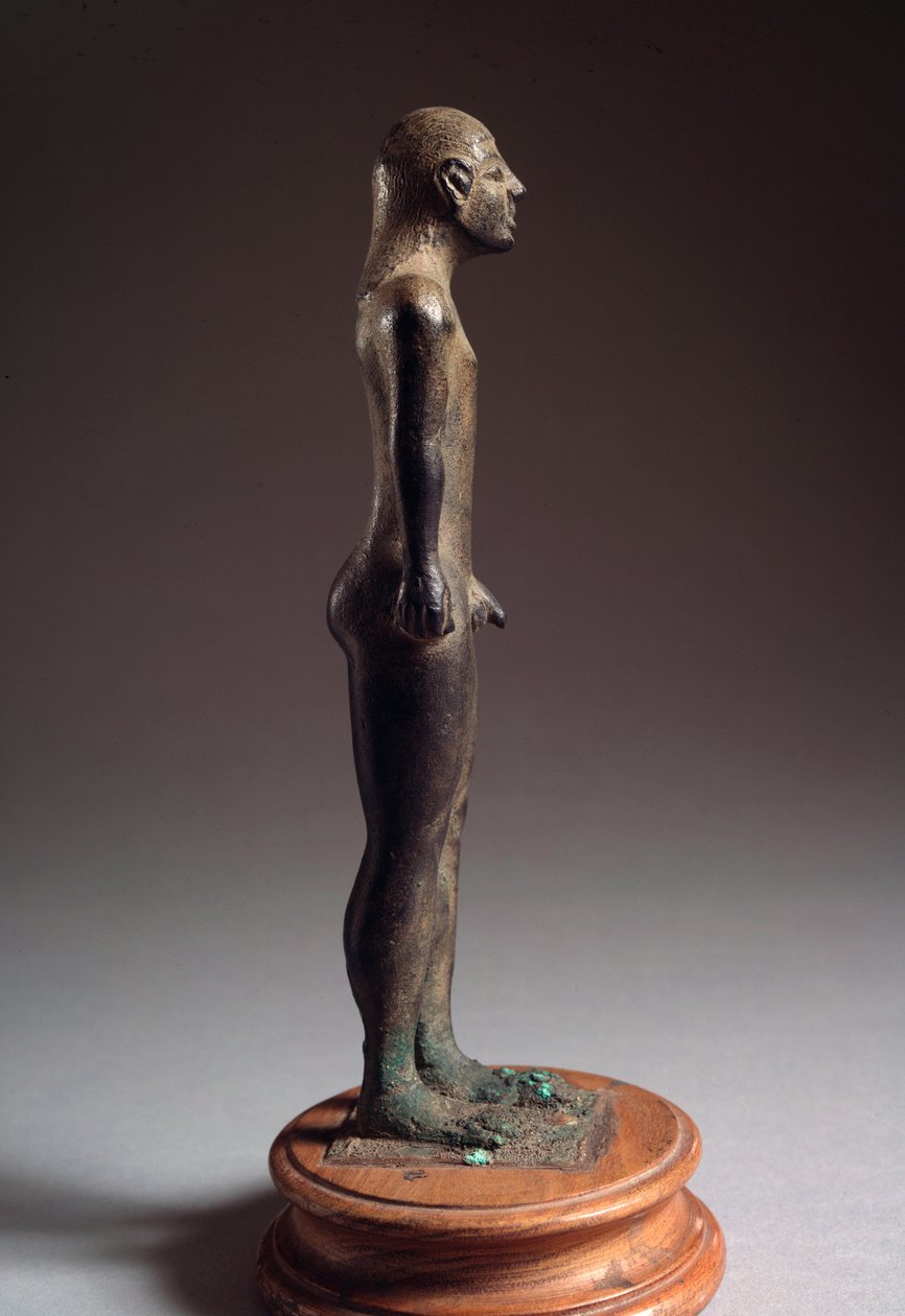 伊特鲁里亚文明：“塔罗斯”铜雕塑，意大利塔拉莫内，公元前540-530年，昏暗21厘米 作者 伊特鲁里亚语