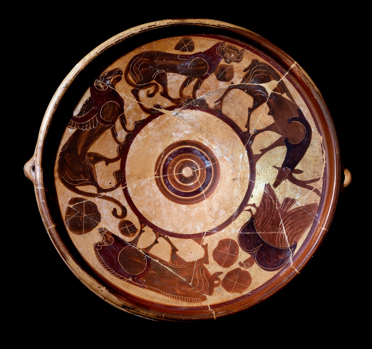 表现动物的陶器盘，公元前600-590年 作者 伊特鲁里亚语
