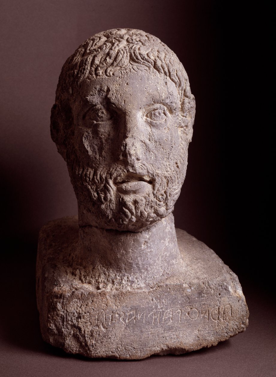 Arnth Paipnas的头部，石灰石雕塑，公元前3世纪 作者 伊特鲁里亚（Etruscan）