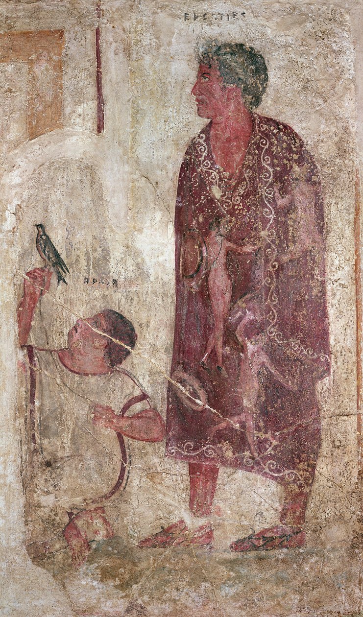 Vel Status and his slave (wall painting) 作者 伊特鲁里亚（Etruscan）