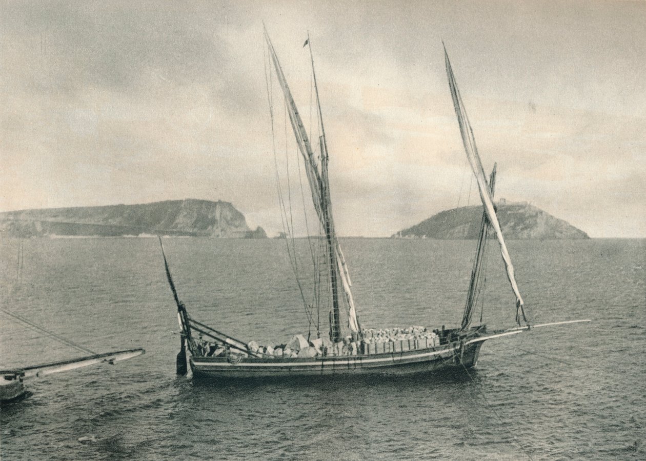帆船在那不勒斯，意大利港口，1927年 作者 尤金·波普尔