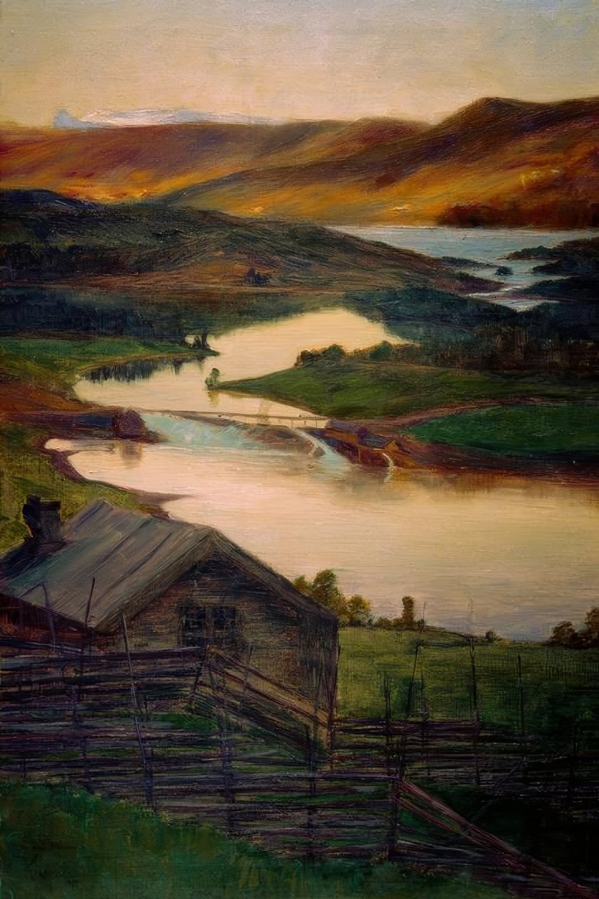 弗兰·福斯海姆（Fran Fossheim），瓦尔德雷斯（Valdres），素描 作者 瑞典尤金亲王