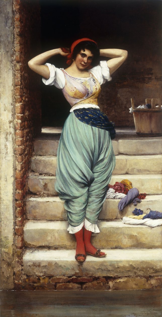 洗衣机女，1878年 作者 尤金·冯·布拉斯