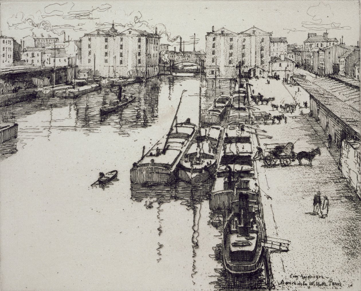 Bassin de la Villette，来自&39;从1世纪到20世纪：Les Arondissements de Paris ......&39;，1903年出版 作者 尤金·贝约特