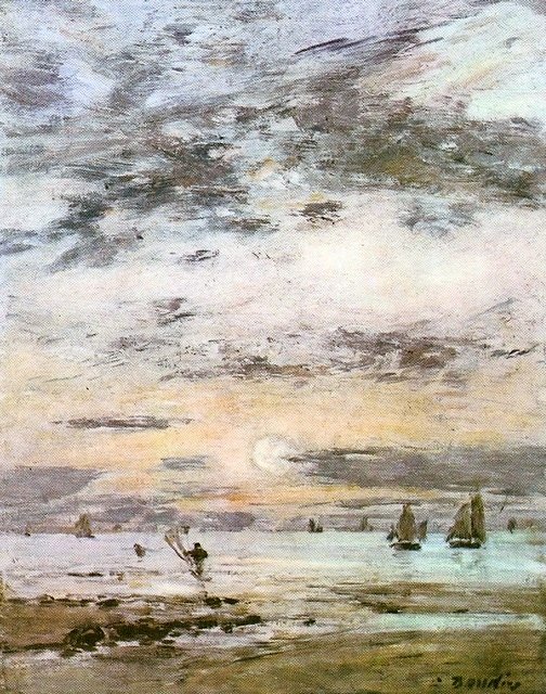 海景 - 日落 作者 尤金·路易斯·布丁