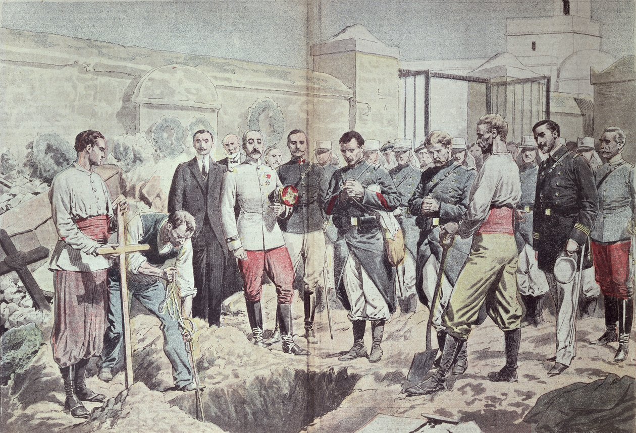 法国退伍军人在摩洛哥的葬礼，插图来自&39;Le Pelerin&39;，1907年8月25日 作者 尤金·丹布拉斯