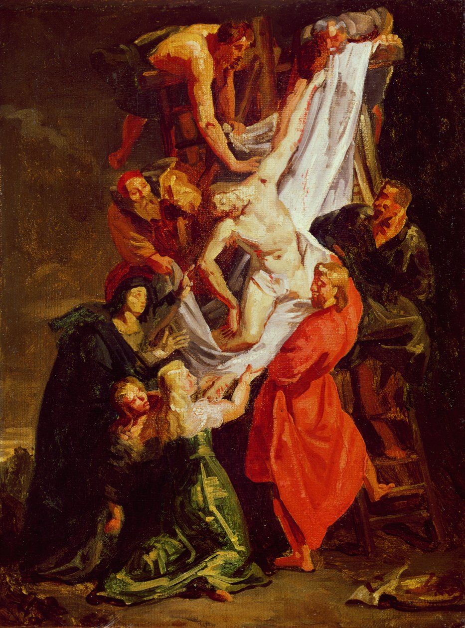 十字架的下降，c.1843 作者 费迪南德·维克多·尤金·德拉克罗瓦