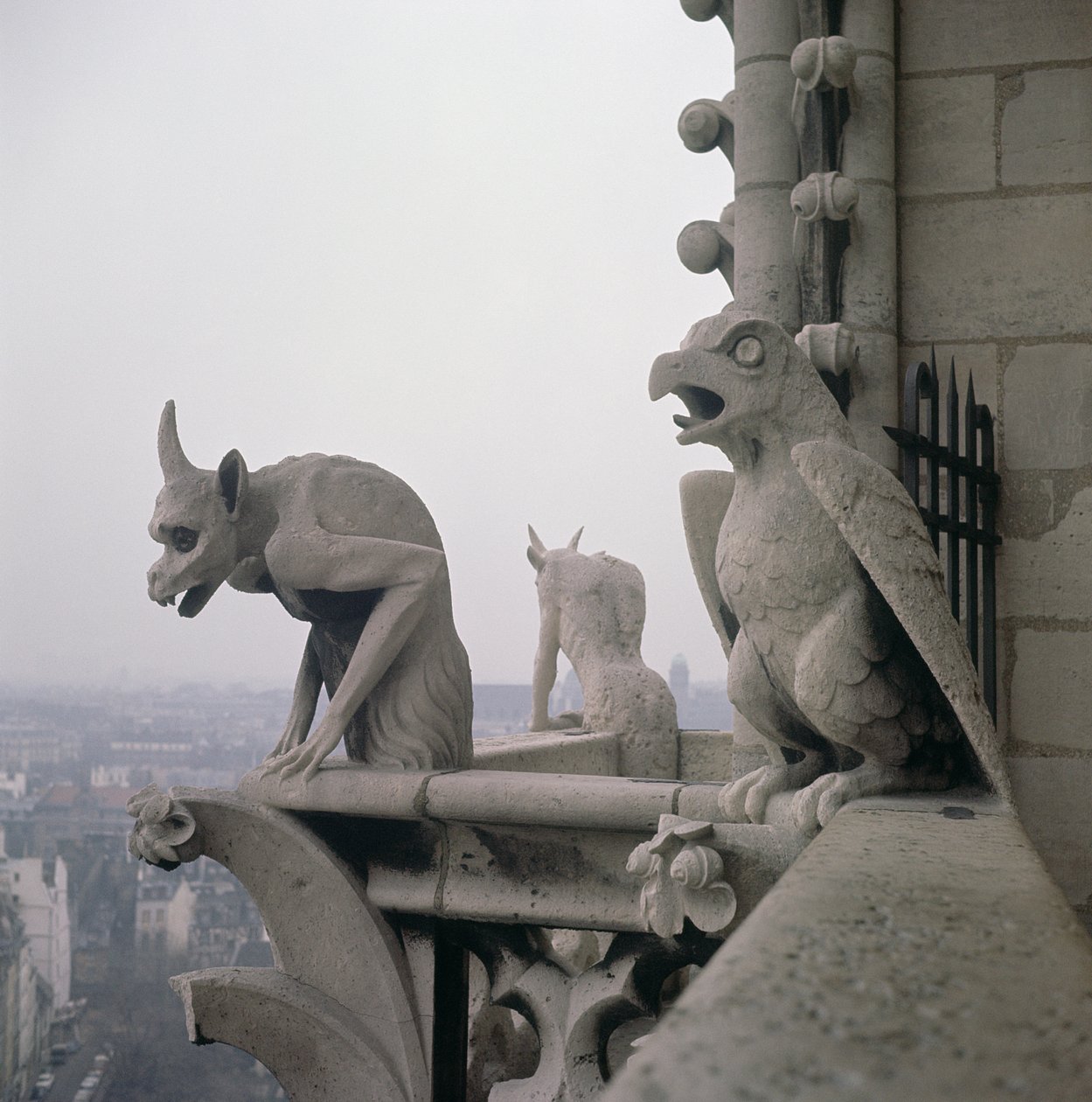 石像鬼在格兰德画廊的栏杆上，是12世纪原版的复制品 作者 Eugene Emmanuel Viollet le Duc
