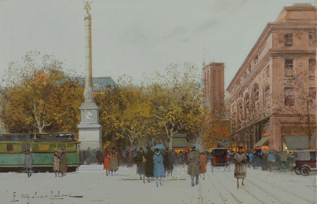 巴黎，Place du Chatelet。 作者 尤金·加利安·拉卢埃