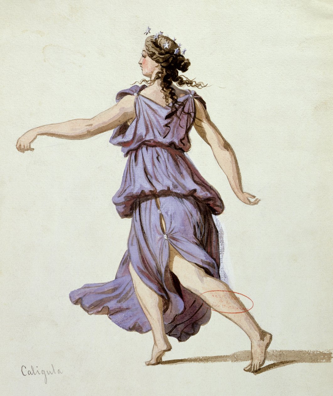 1837年12月，亚历山大·杜马斯（1802-70）在Comedie Francaise首次制作“Caligula”的夜间时装设计 作者 皮埃尔·弗朗索瓦·欧仁·吉罗