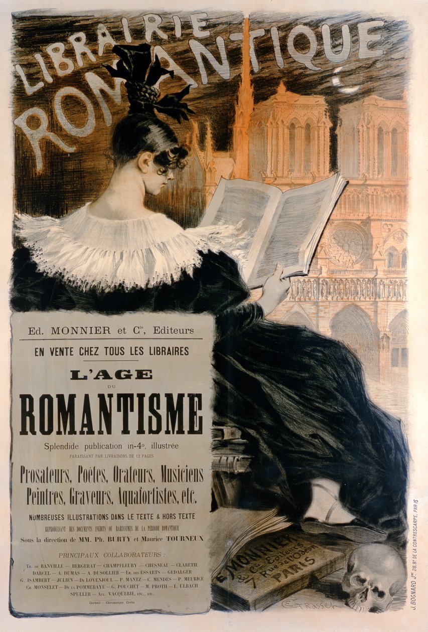 &39;Librairie Romantique&39;海报广告系列关于浪漫主义历史的书籍，1887年 作者 尤金·格拉塞