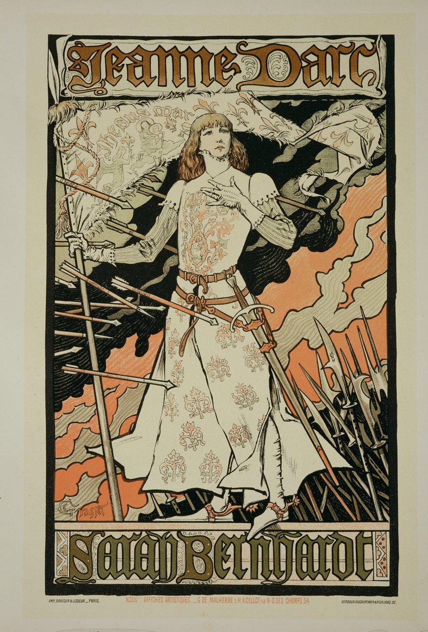 复制海报广告“圣女贞德”，由Sarah Bernhardt（1844-1923）在文艺复兴剧院主演（见127035） 作者 尤金·格拉塞