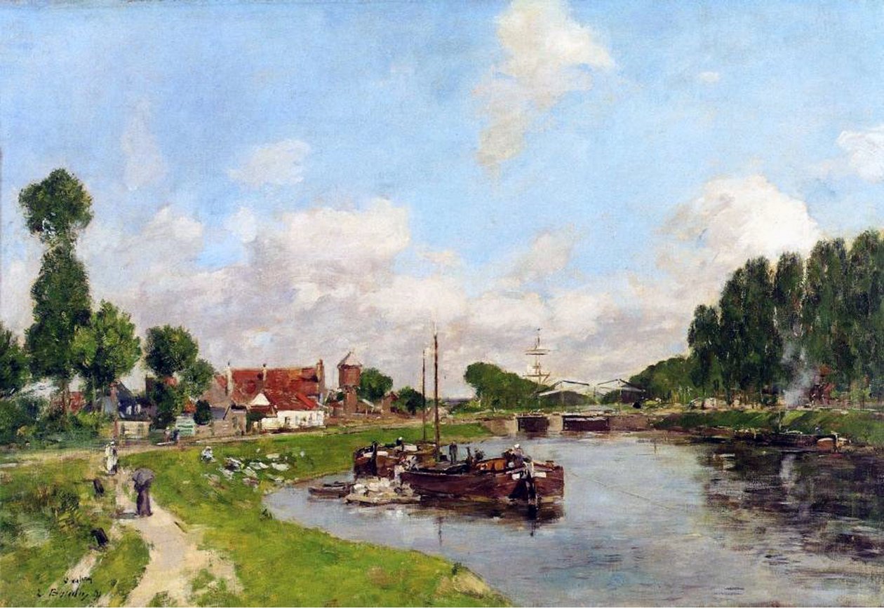 1891年在Saint-Valery-sur-Somme的运河上驳船 作者 尤金·路易斯·布丁