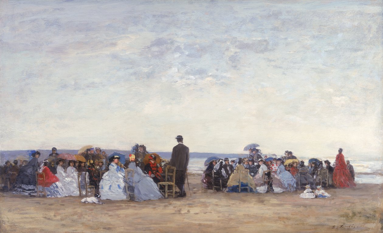 Trouville附近的海滩场景，c.1863-66 作者 尤金·路易斯·布丁