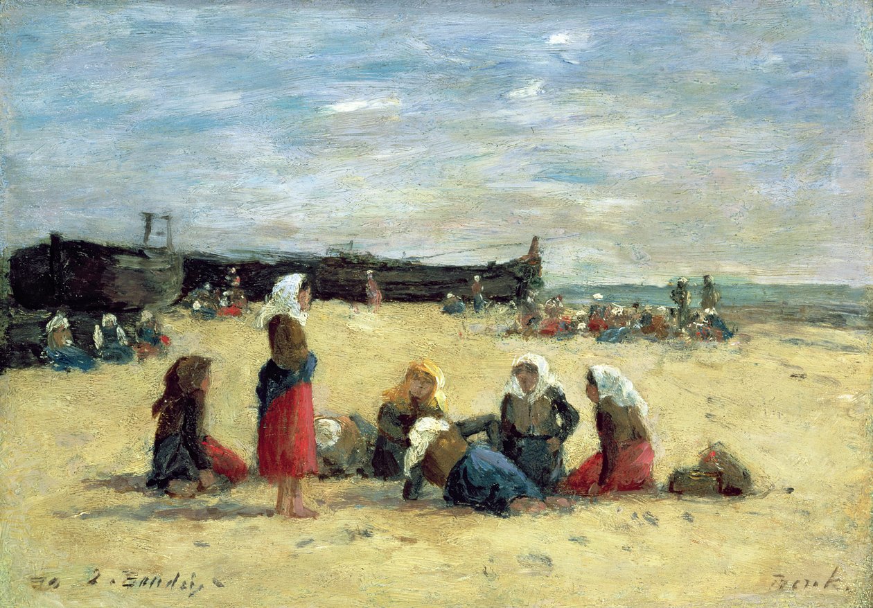 贝尔克，海滩上的女渔翁，1876年 作者 尤金·路易斯·布丁