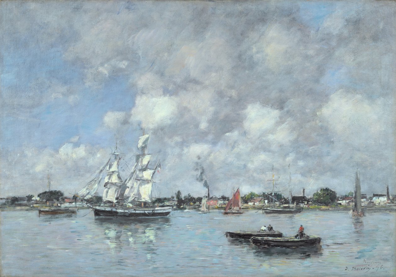 波尔多，加龙河上的船，1876年 作者 尤金·路易斯·布丁
