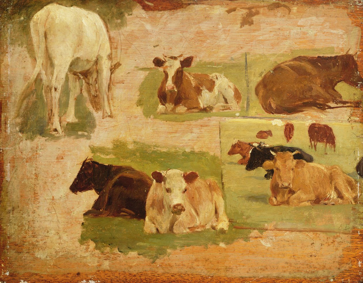 奶牛的研究，c.1860 作者 尤金·路易斯·布丁