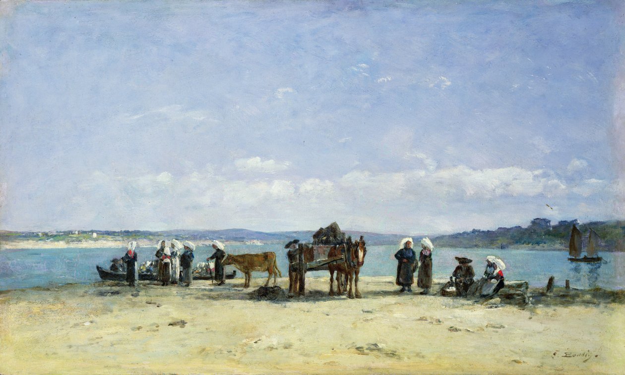 布列塔尼渔民的妻子，1870-73 作者 尤金·路易斯·布丁