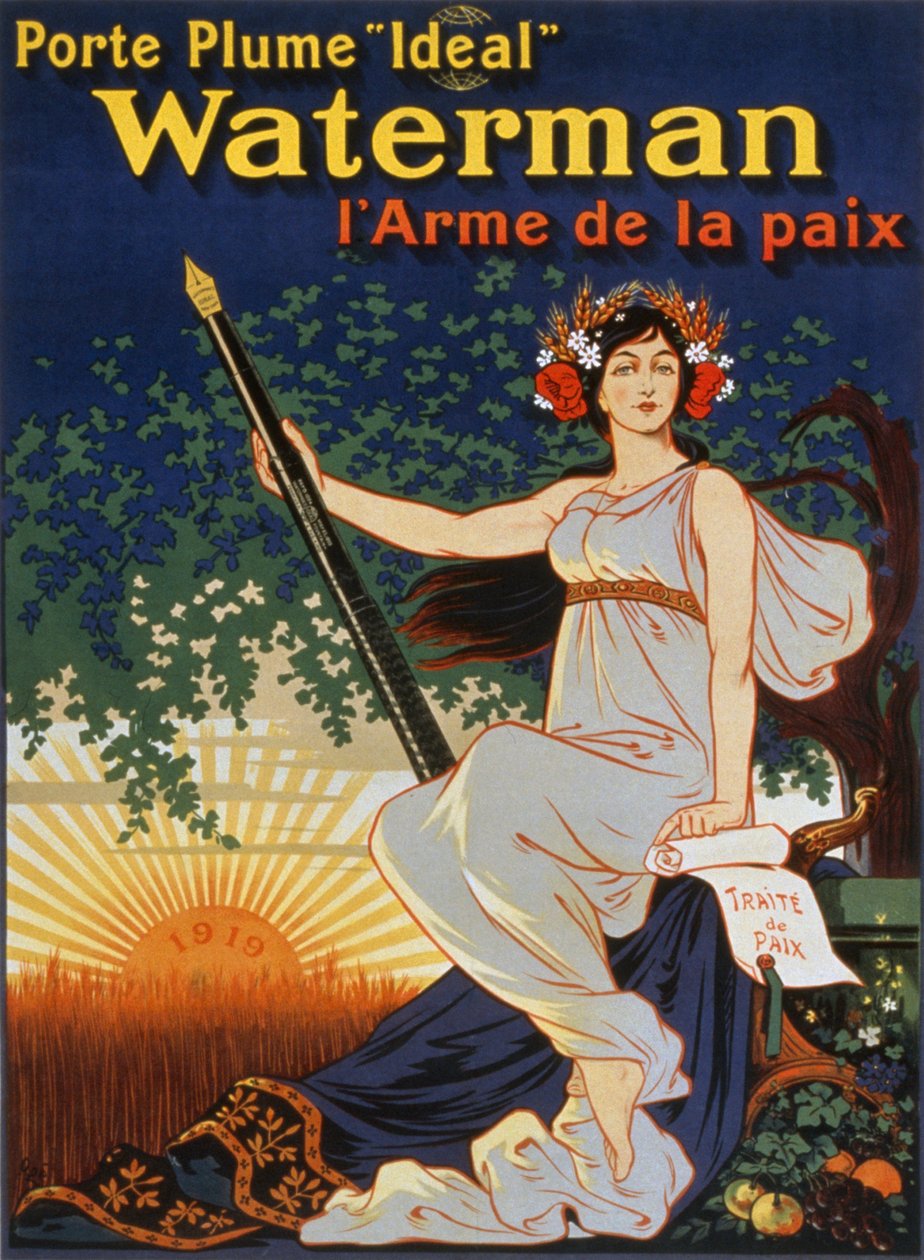 携带&39;理想&39;沃特曼笔 - 和平的武器，1919年 作者 尤金·奥格