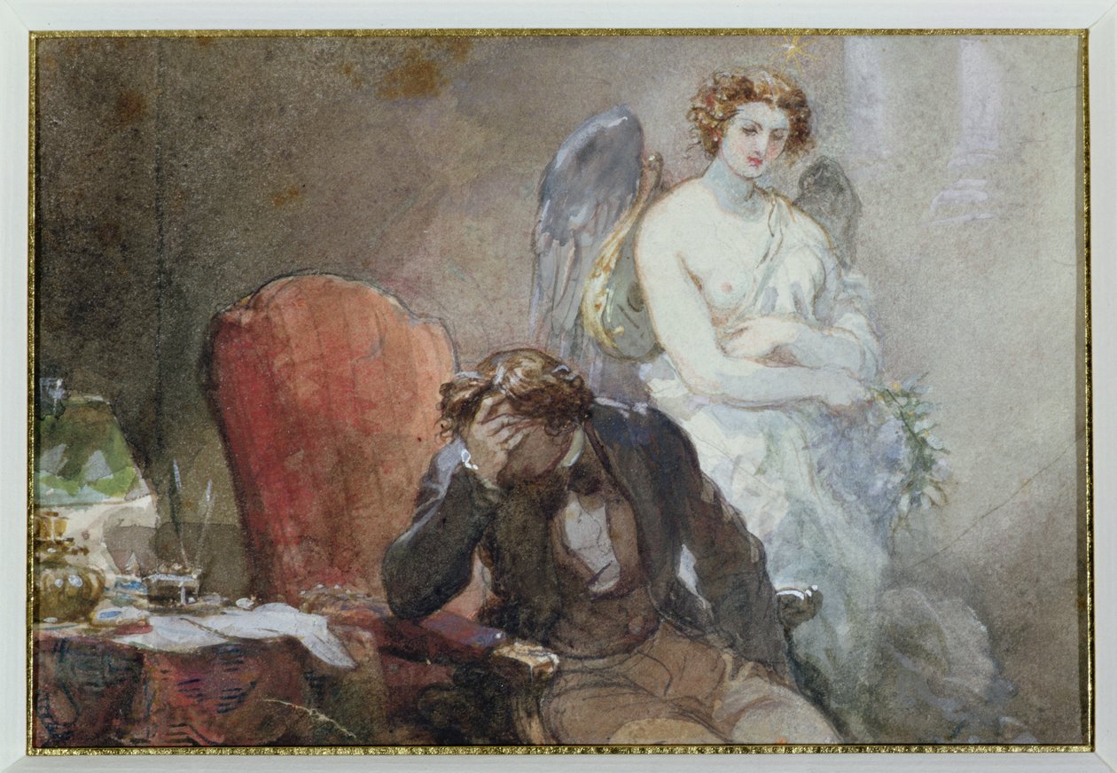 十月之夜，Alfred de Musset的“Les Nuits”插图（1810-57） 作者 尤金·路易斯·拉米
