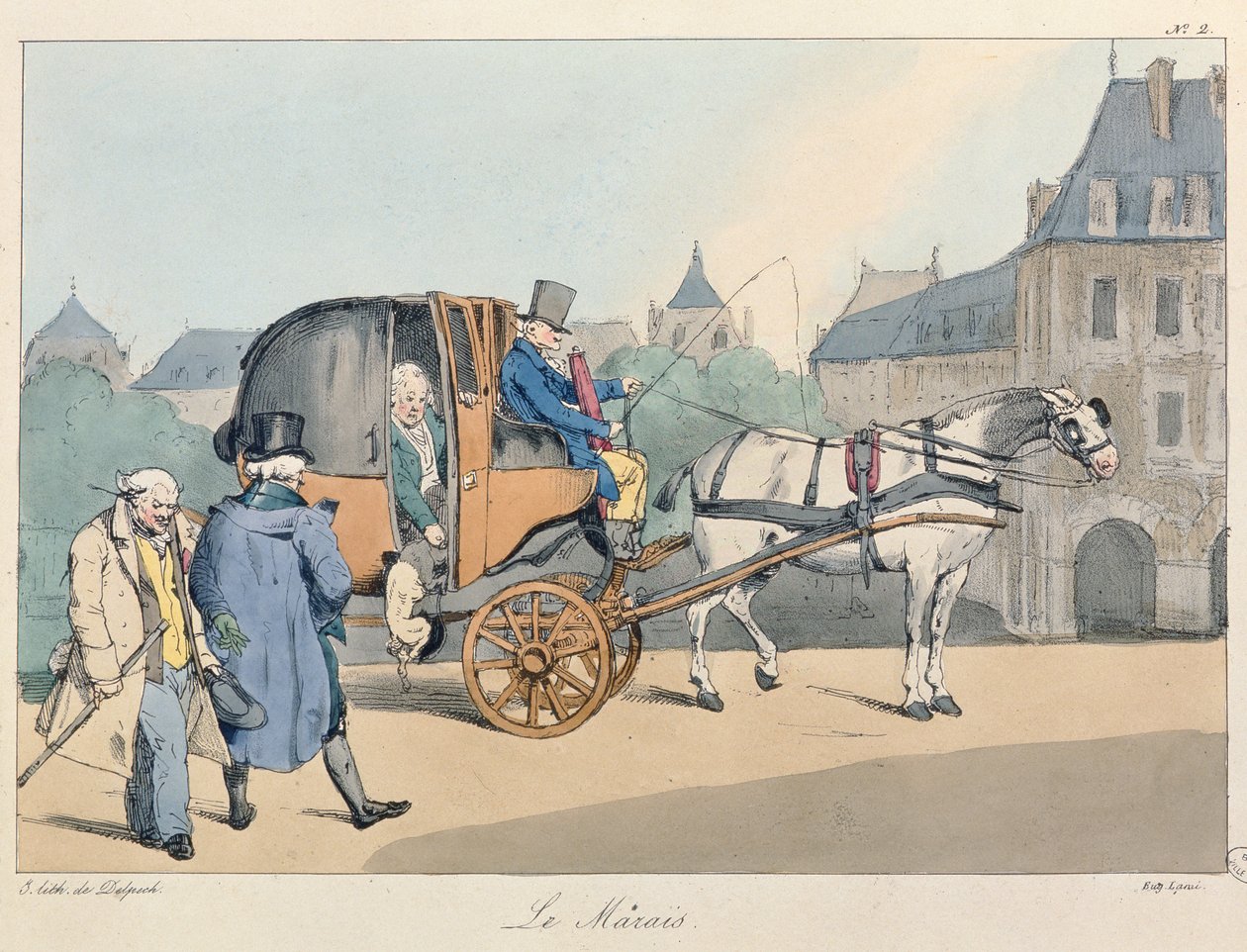 Marais，1825年（彩色光刻） 作者 尤金·路易斯·拉米