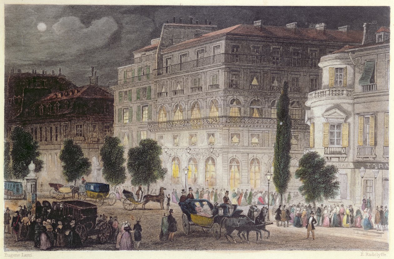大道des Italiens的视图，由E. Radclyffe雕刻，1840-50 作者 尤金·路易斯·拉米