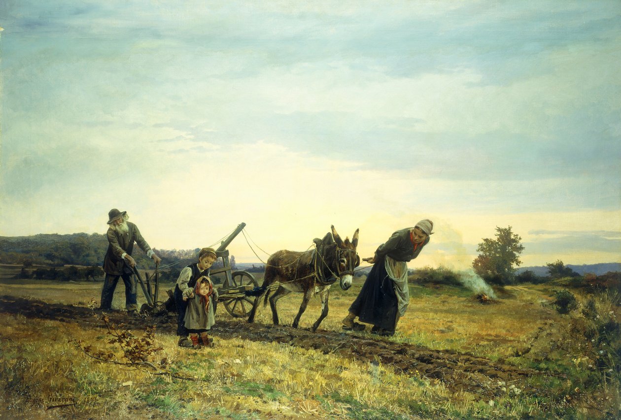 耕田，1877年 作者 尤金·亚历克西斯·吉拉德（Eugene Alexis Girardet）