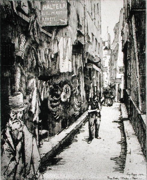 巴黎的街道，出自《Du Ier au XXeme: Les Arondissements de Paris...》，1903年出版（蚀刻画）。 作者 尤金·贝约特