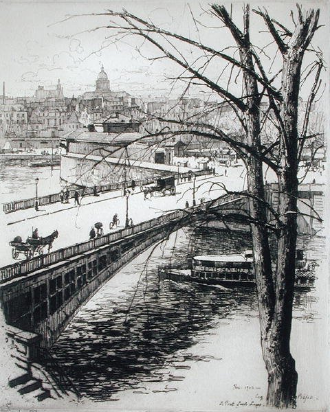 圣路易斯桥，出自《Du Ier au XXeme: Les Arondissements de Paris...》，1903年出版（蚀刻画）。 作者 尤金·贝约特