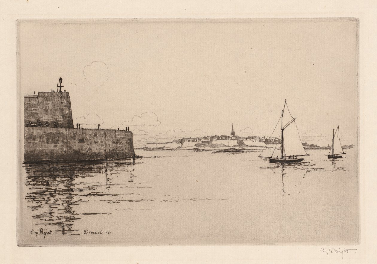 从迪纳尔看圣马洛（Saint-Malo vu de Dinard）。 作者 尤金·贝约特