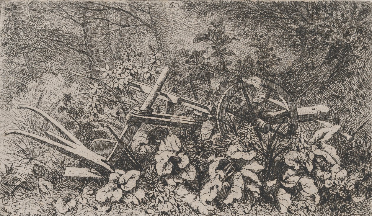 带牛蒡植物的犁，1858年。 作者 尤金·布莱