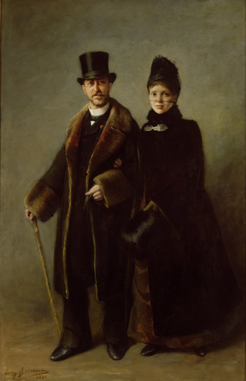 海因里希施利曼（Heinrich Schliemann，1822-90）和他的妻子 作者 尤金·布罗曼（Eugene Broerman）