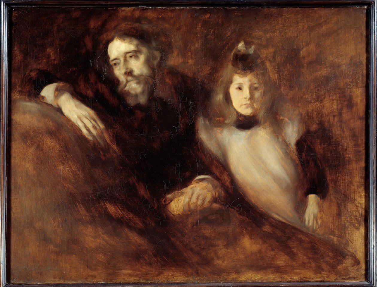 Alphonse Daudet (1840 - 1897) 和他的女儿。 尤金·卡里埃 (Eugene Carriere) 的绘画 (1849-1906) 作者 欧仁·卡里尔（EugèneCarrière）