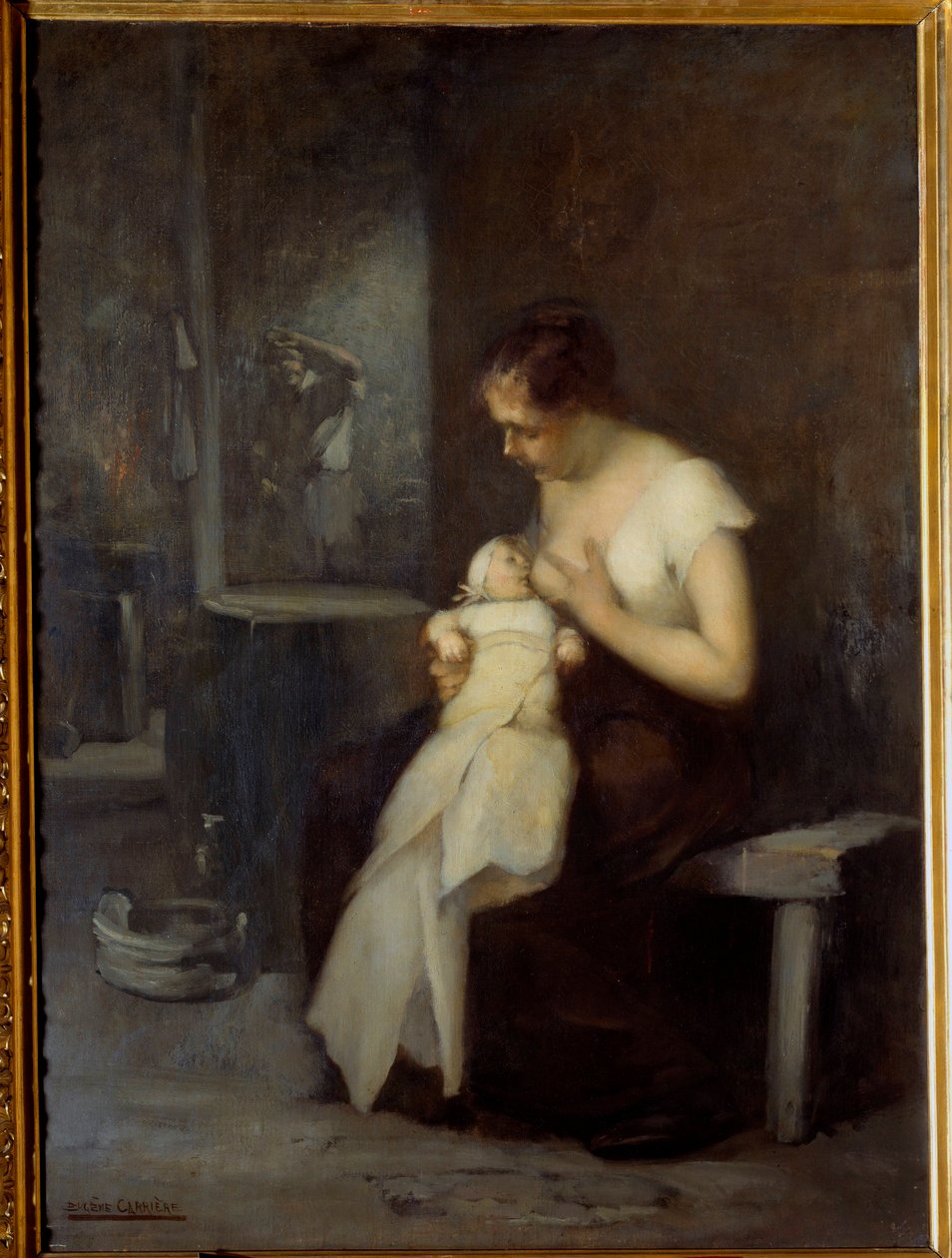 Eugene Carriere (1849-1906) 1879 年《护理妇女》的画作 0,81x0,59 m 鲁昂，Musee des Beaux Arts 作者 欧仁·卡里尔（EugèneCarrière）