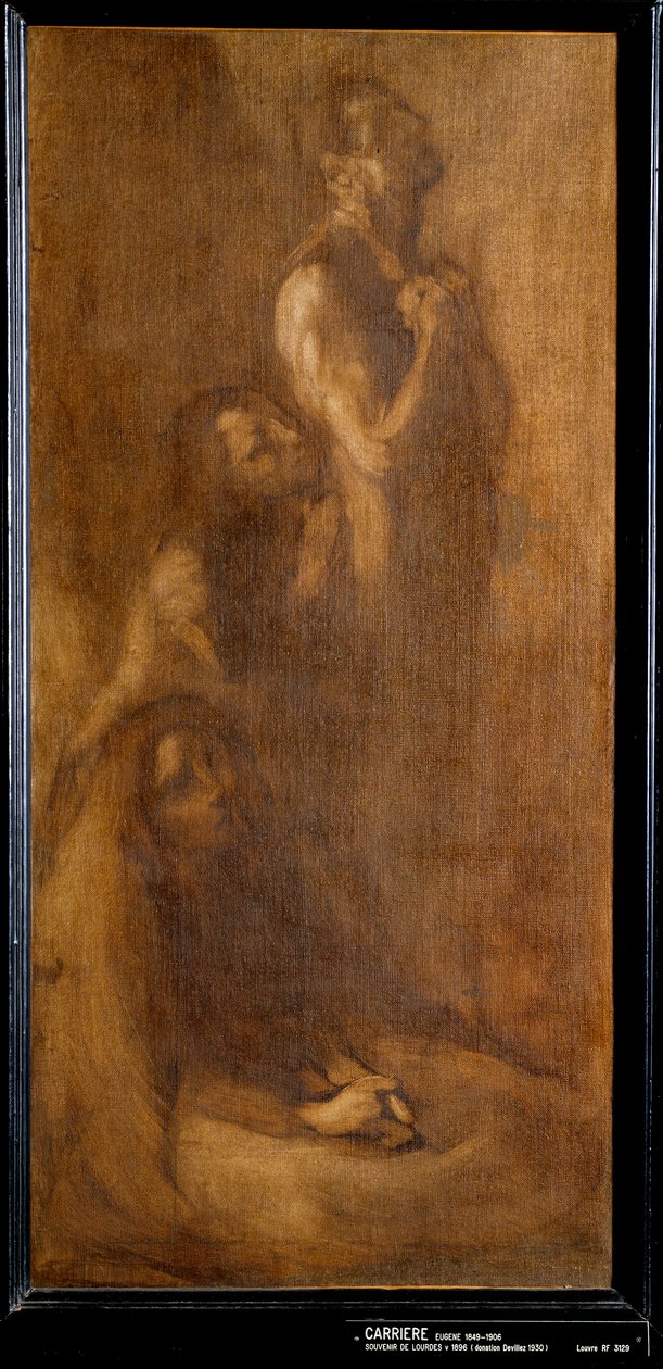 在祈祷中纪念 Lourdes Pelerins。 Eugene Carriere (1849-1906) 1896 年作画。 0,73x0,35 m 巴黎，奥赛博物馆 作者 欧仁·卡里尔（EugèneCarrière）