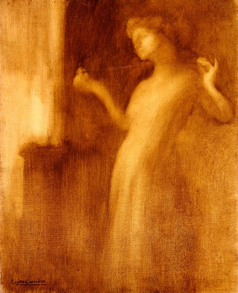 老处女，或破碎的项链（布面油画） 作者 欧仁·卡里尔（EugèneCarrière）