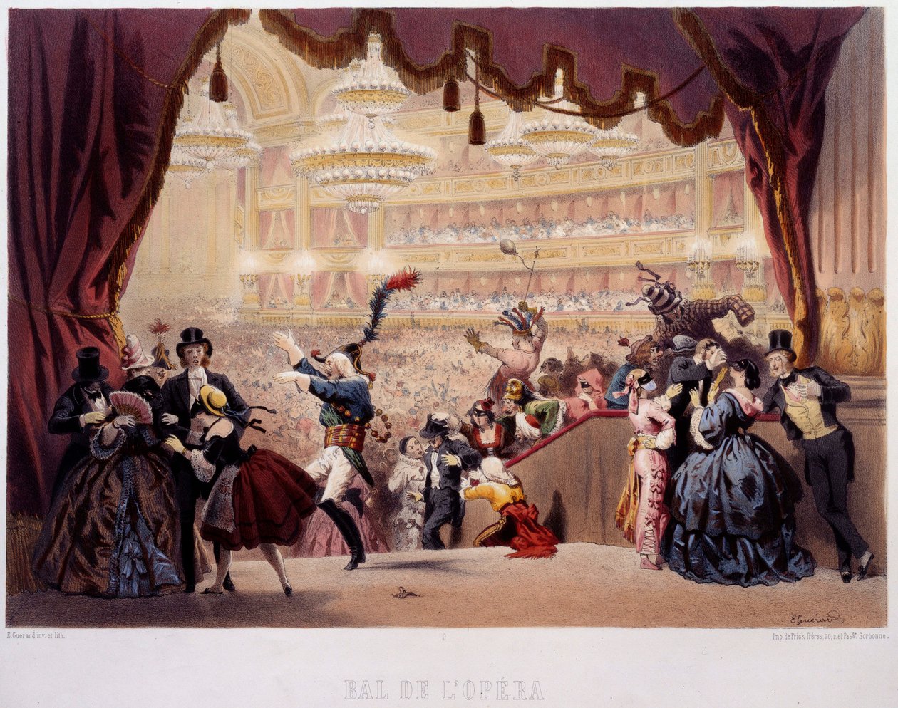 The Mask Ball of the Opera de la Rue Le Peletier in Paris This ball was called Grand Veglione. Lithography of Eugene von Guerard (1811-1901) 19th century Paris, Musee Carnavalet 作者 尤金·查尔斯·弗朗索瓦·瓜拉德