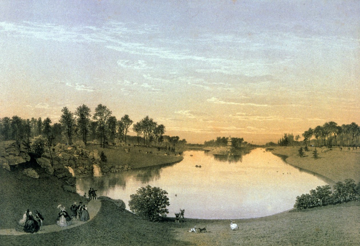 布洛涅森林的湖，c.1860（雕刻） 作者 尤金·西塞里