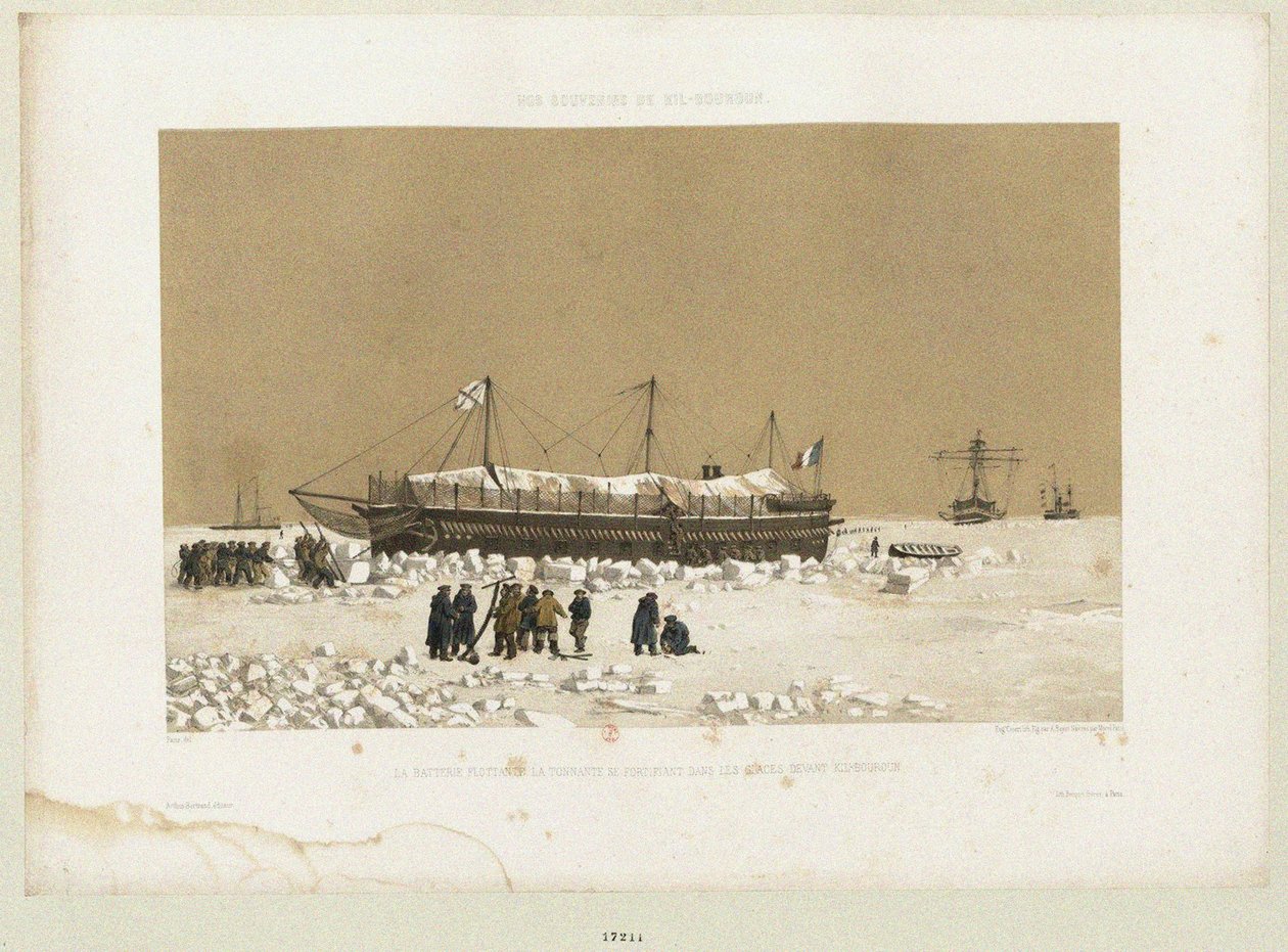 漂浮在金伯恩附近冰上的电池Tonnante，1856年 作者 尤金·西塞里