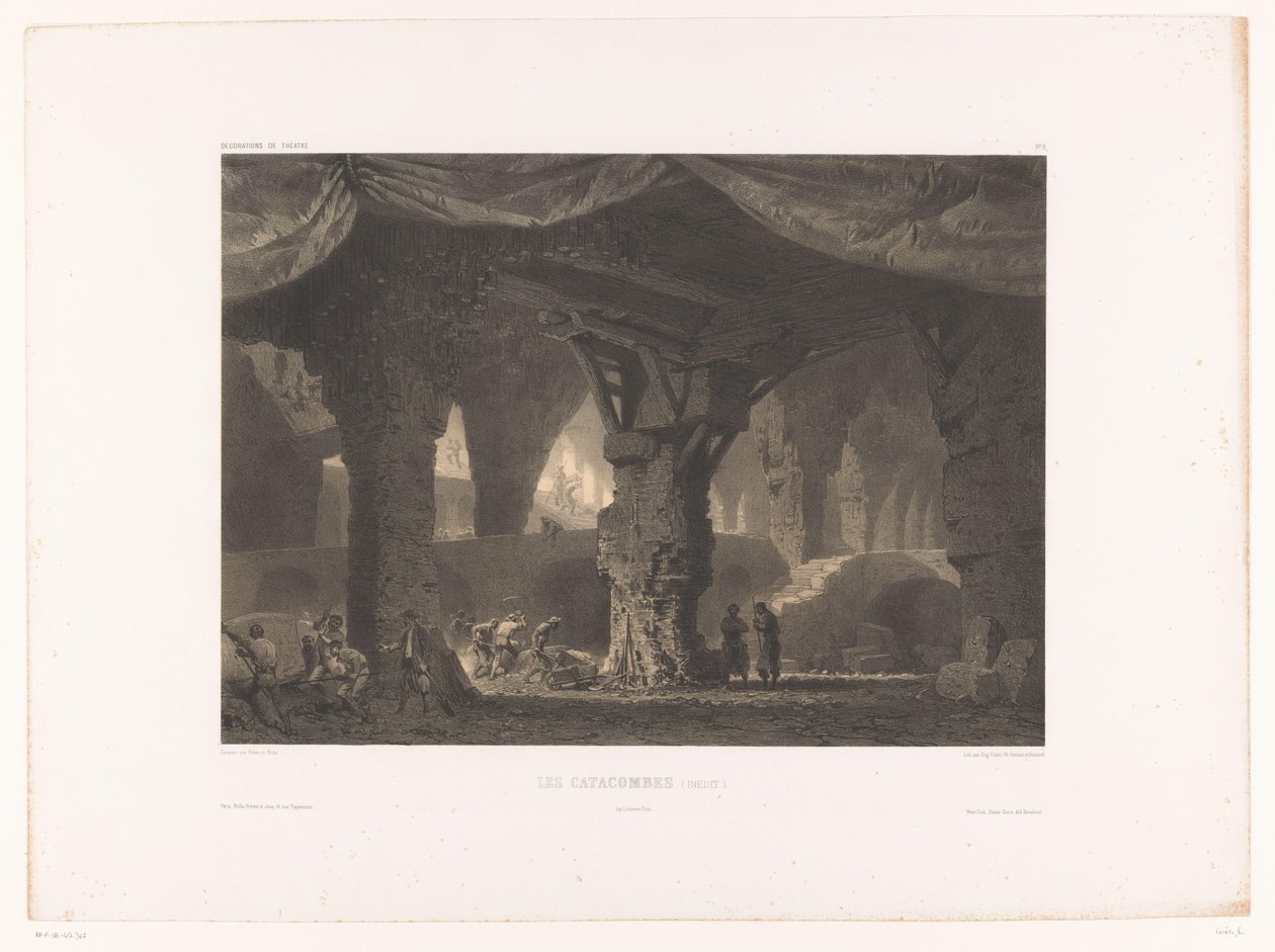 剧院装饰与墓穴
Les catacombes (inedit.) (物品上的标题)
剧院装饰（系列名称）
Décorations de théâtre（物品上的系列名称） 作者 尤金·西塞里