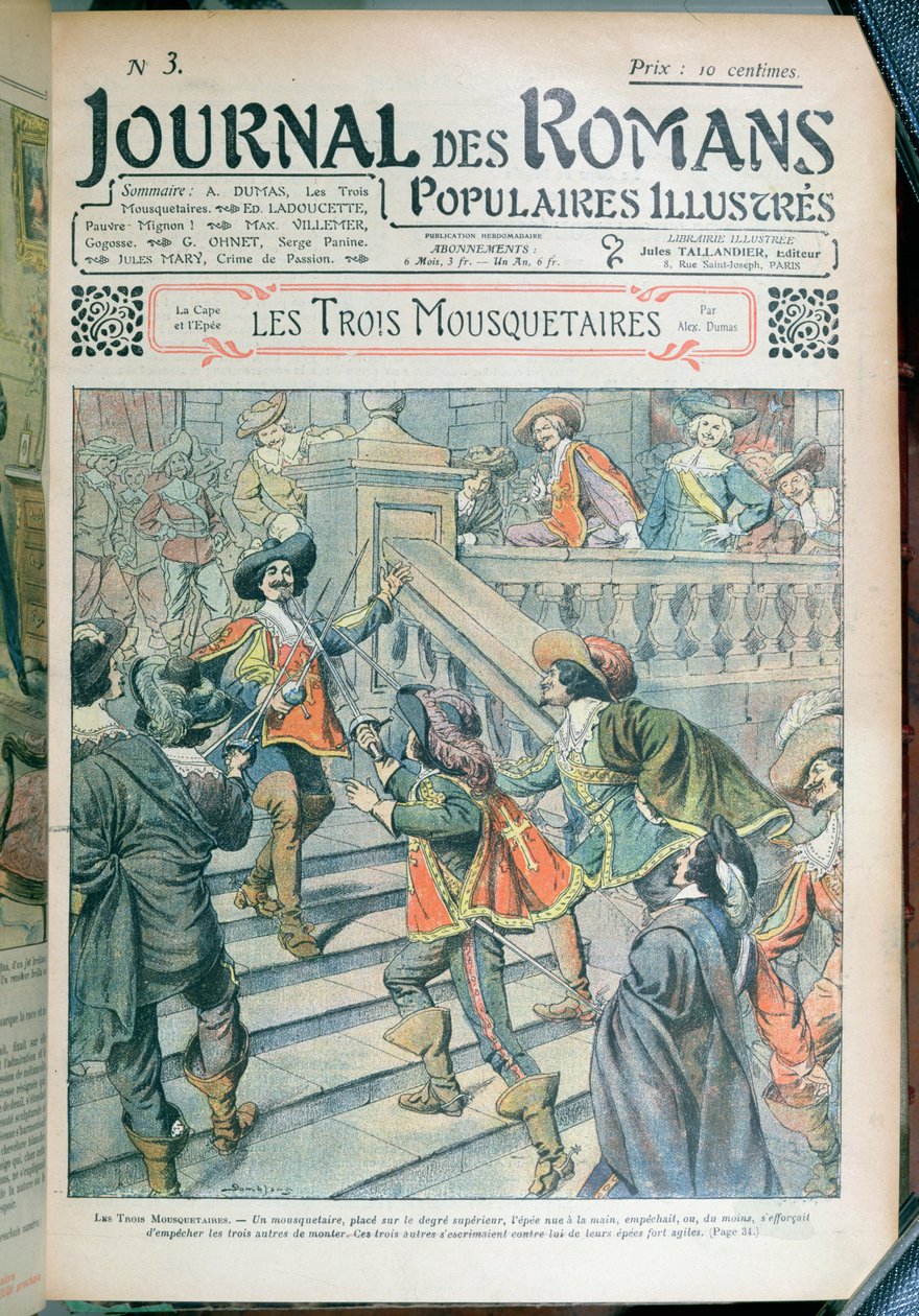 1905年Journal des Romans Populaires Illustres的Alexandre Dumas pere（1803-70）系列化的三个火枪手的序幕封面 作者 尤金·丹布拉斯