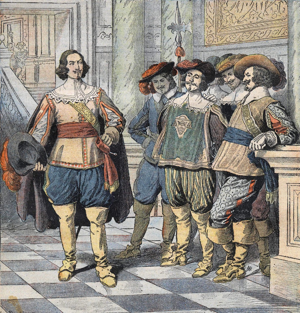 Les Trois Mousquetaires》（《三个火枪手》）插图，20 世纪初（版画） 作者 尤金·丹布拉斯
